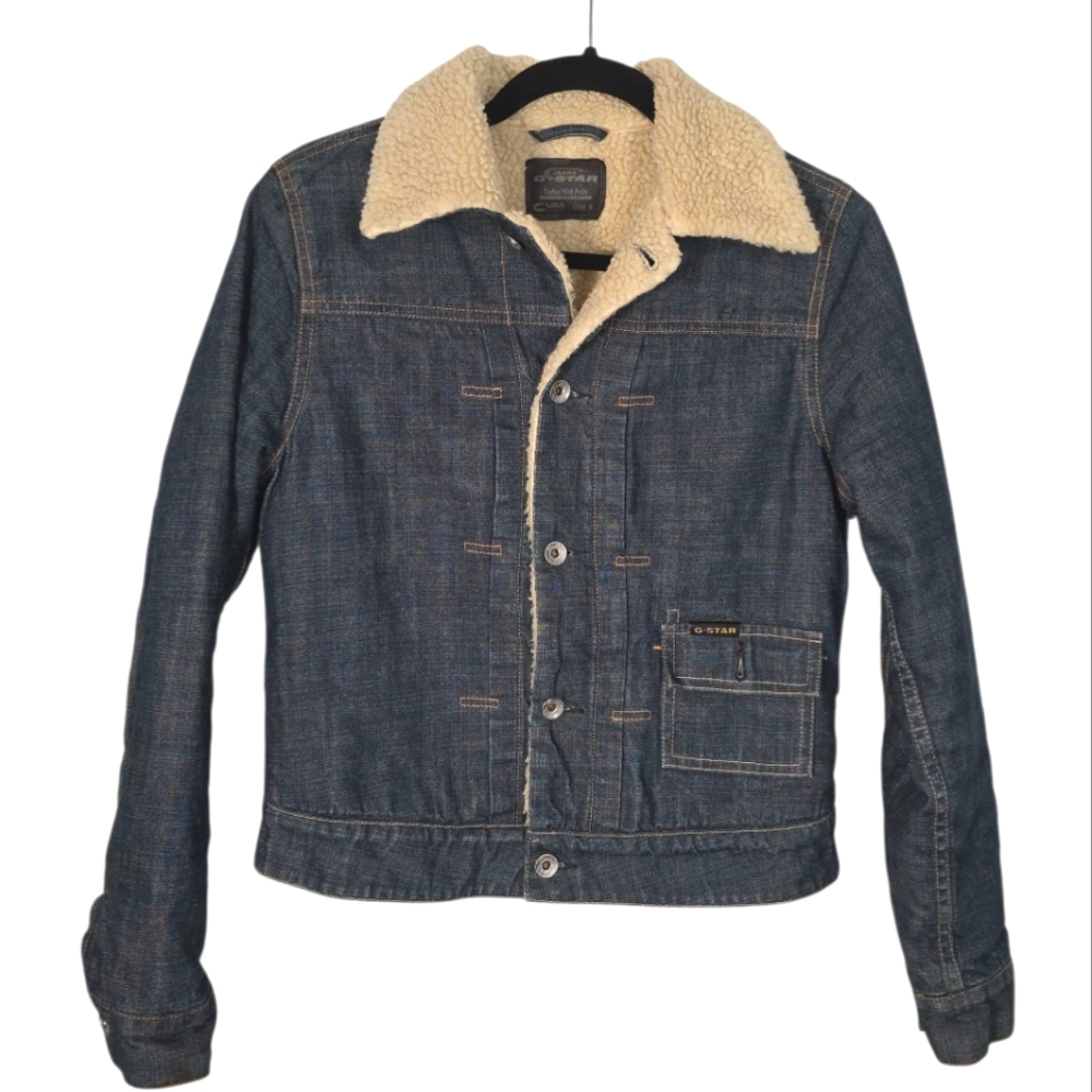 G-Star Raw Denim Sherpa Lined Jacket Women’s Size S - Picture 2 of 7